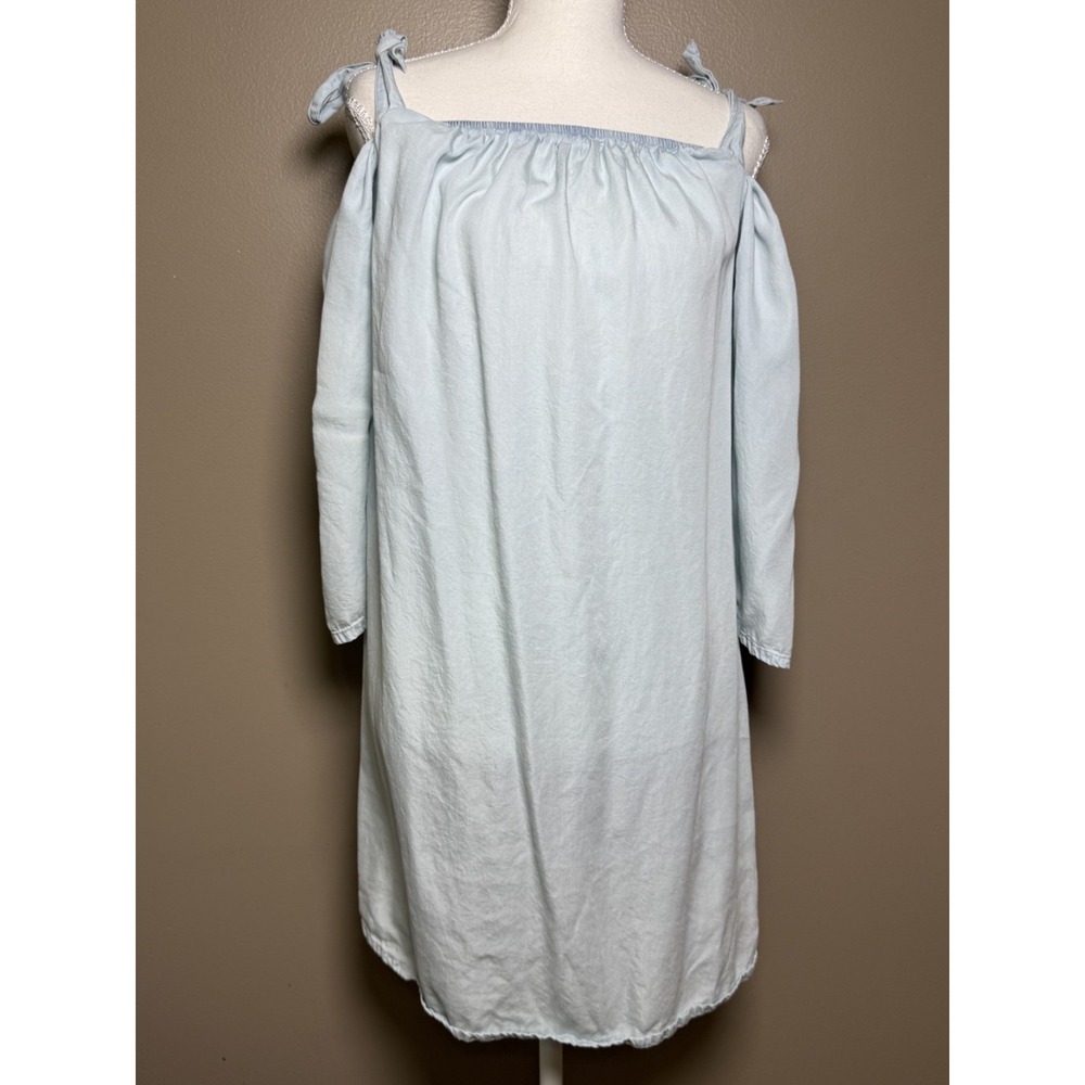 Cupcakes and Cashmere Dora Shift Dress Blue Off Shoulder Tie Size L CH208668